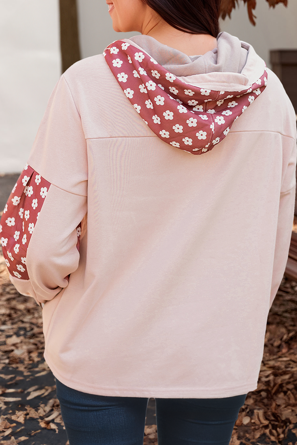 Boho Floral Patchwork Star Pattern Drawstring Hoodie (S-4X)