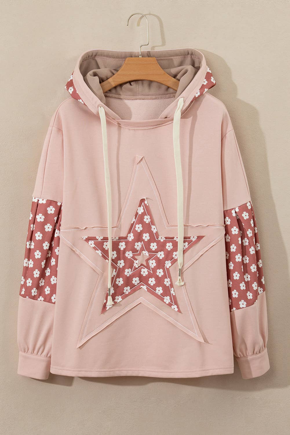 Boho Floral Patchwork Star Pattern Drawstring Hoodie (S-4X)