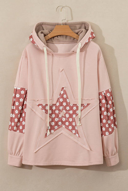 Boho Floral Patchwork Star Pattern Drawstring Hoodie (S-4X)