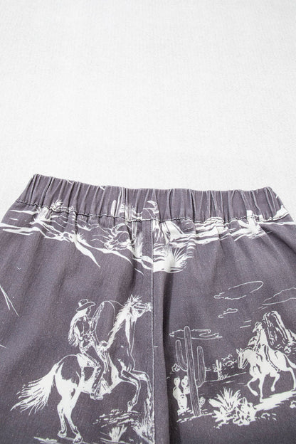 66 Western Wild West Riding Vintage Printed Shift Jeans